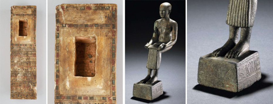 Imhotep Figure Ptah Sokar Osiris Figurine Coffin Wooden Base